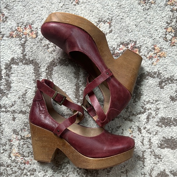 Free People Burgundy Platform Mary Jane Clogs - EU 39 - Picture 6 of 11